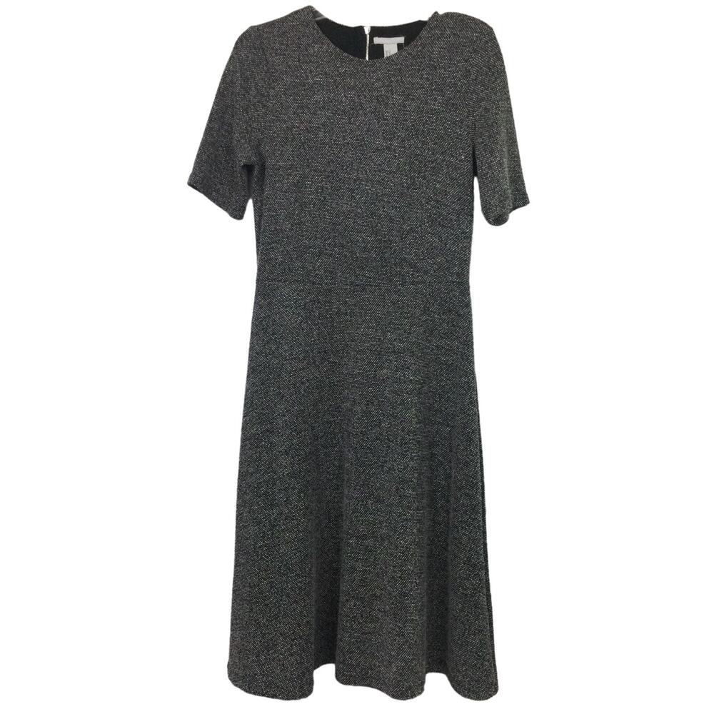 H&M Women's Scoop Neck Dark Academia Tweed Short Sleeve Corpcore Sheath Dress M